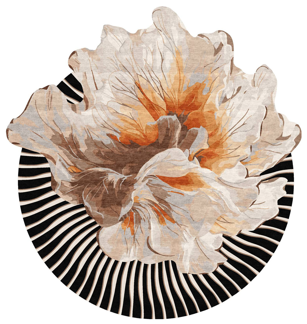 Il nuovo tappeto Amber Bloom di Sitap incarna una visione espressiva audace in cui il motivo floreale si esprime con forza ed energia, nelle tonalità calde e con forme contemporanee.  https://www.sitap.it – Salone del Mobile 2026, padiglione 03, Stand C05.