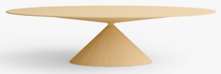 Nuove finiture per l'iconico tavolo Clay di Desalto anche nelle versioni Ovale e Maxi: frassino naturale, frassino carbone ed eucalipto che mettono in risalto le venature le matericità. Il piano sottile , sospeso sopra una base monolitica a forma di tronco di cono rovesciato, dà vita ad un arredo scultoreo e scenografico. https://www.desalto.it - Salone del mobile 2026, padiglione 09, Stand D10.