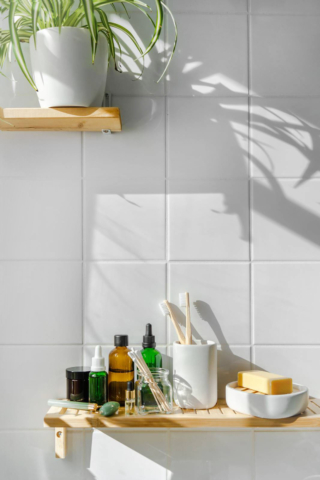 Zero waste and reusable bathroom cosmetics and toiletries