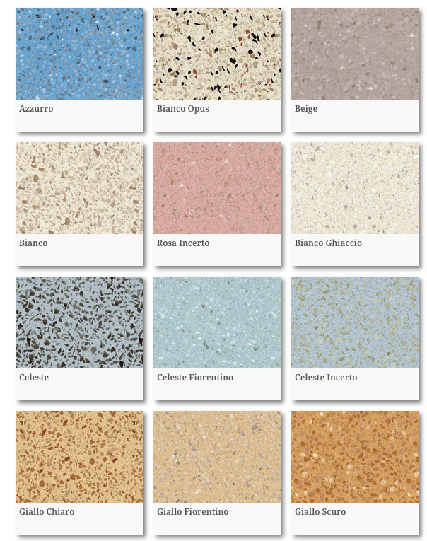 Alcuni dei colori della graniglia di Aganippe