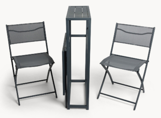 Balcony set Mirador di Coincasa è composto da due sedie pieghevoli e un tavolino con il piano laterale a ribalta che permettono di sfruttare al meglio lo spazio esterno riducendo l'ingombro quando non servono. Hanno la struttura realizzata in acciaio verniciato a polvere e la seduta in textilene. Il tavolo misura L 60 x P 75 x H 100 cm. Prezzo 199 euro per il set. https://www.coin.it Balcony set Mirador di Coincasa è composto da due sedie pieghevoli e un tavolino con il piano laterale a ribalta che permettono di sfruttare al meglio lo spazio esterno riducendo l'ingombro quando non servono. Hanno la struttura realizzata in acciaio verniciato a polvere e la seduta in textilene. Il tavolo misura L 60 x P 75 x H 100 cm. Prezzo 199 euro per il set. https://www.coin.it