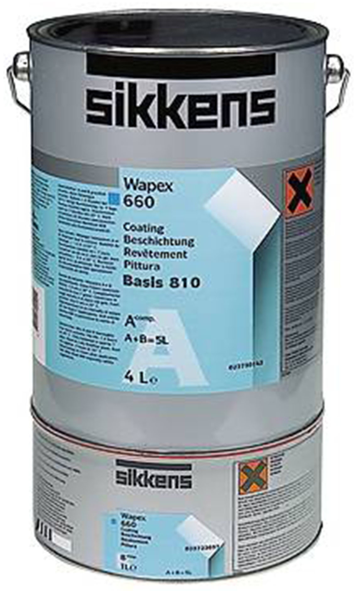WAPEX 660 di Sikkens, idrosmalto bicomponente satinato a base di resina epossidica, si applica previo primer WAPEX PRIMER EP. La confezione da 5 l di Bianco/Base W05 costa 286,65 euro + Iva. www.sikkens.it