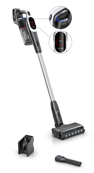 Maneggevole ed ergonomica, Unlimited 9 BCS931WBA di Bosch offre un'esperienza d'uso intuitiva grazie al display LED, che permette di selezionare le diverse funzioni e tenere sotto controllo il livello di autonomia della batteria, assicurando fino a un’ora di utilizzo. L’ampio diametro del rullo della spazzola MicroClean™ e la speciale disposizione delle setole impediscono ai capelli di aggrovigliarsi ed è dotata della tecnologia avanzata MicroClean per rilevare e rimuovere in profondità anche le particelle di sporco e polvere più microscopiche. Il compressore slider facilita la manutenzione poiché la polvere e lo sporco compressi possono essere semplicemente spinti fuori dal contenitore. Prezzo 549 euro. www.bosch-home.com