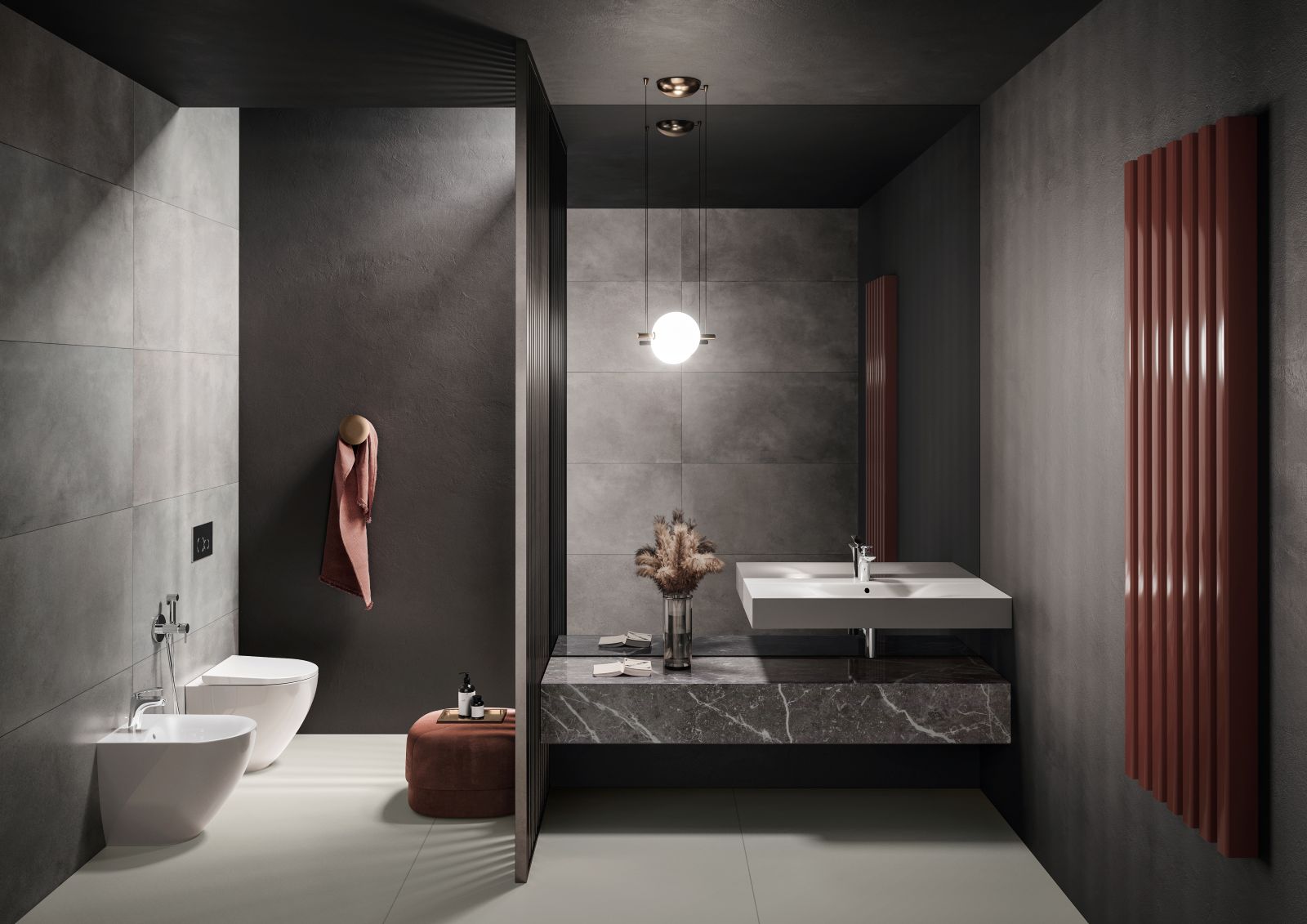 È caratterizzata da un design essenziale e dalle linee nette e pulite la collezione di sanitari da terra filo muro RAK-DES di Rak Ceramics. Il vaso è rimless, il bidet monoforo. Misurano, cadauno, L 38 x P 52 cm e costano ciascuno, Iva esclusa e nella finitura Bianco Alpino (lucido), 330 euro. www.rakceramics.com/italy/it/