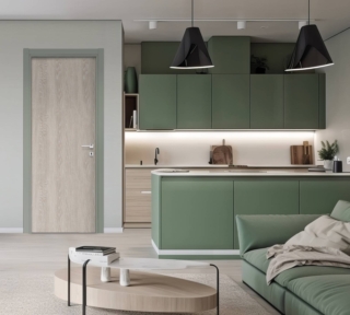 Porta interna New Lovly in Rovere Alsazia con telaio laccato Verde salvia