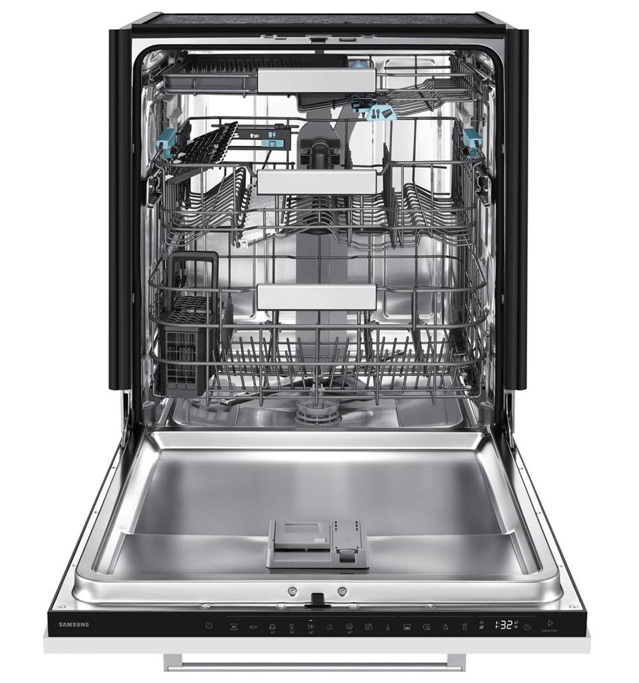 In classe A, la lavastoviglie da incasso Serie 90 DW90H79H1B0 di Samsung lava 14 coperti ed è dotata di pratico supporto per lavare padelle e teglie in verticale, risparmiando spazio. Ha tecnologia AI Wash che utilizza sensori intelligenti per riconoscere la quantità e il livello di sporco e ottimizzare così automaticamente acqua, detersivo e tempo. Extra silence, ha emissione di 41dB. Misura L 59,5 x P 55,5 x H 81,5 cm. Prezzo da rivenditore. www.samsung.com