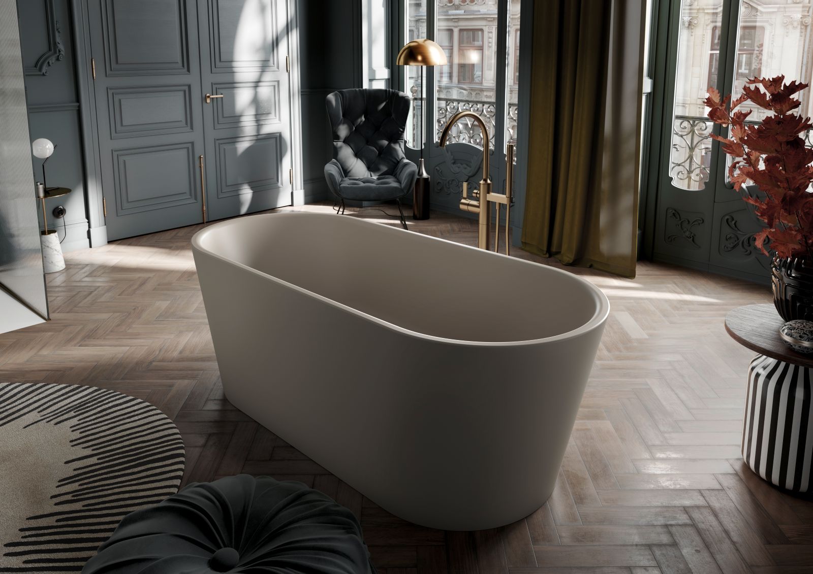 La vasca freestanding Meisterstück Classic Duo Oval di Kaldewei dalla forma conica è realizzata in un unico pezzo e in acciaio smaltato. È disponibile in tre dimensioni nel classico bianco alpino e in otto tonalità opache della Coordinated Colours Collection. Il modello in foto nel colore warm beige misura L 155 x P 42 x H 66 cm. Prezzo 6,723 euro. www.kaldewei.it La vasca freestanding Meisterstück Classic Duo Oval di Kaldewei dalla forma conica è realizzata in un unico pezzo e in acciaio smaltato. È disponibile in tre dimensioni nel classico bianco alpino e in otto tonalità opache della Coordinated Colours Collection. Il modello in foto nel colore warm beige misura L 155 x P 42 x H 66 cm. Prezzo 6,723 euro. www.kaldewei.it