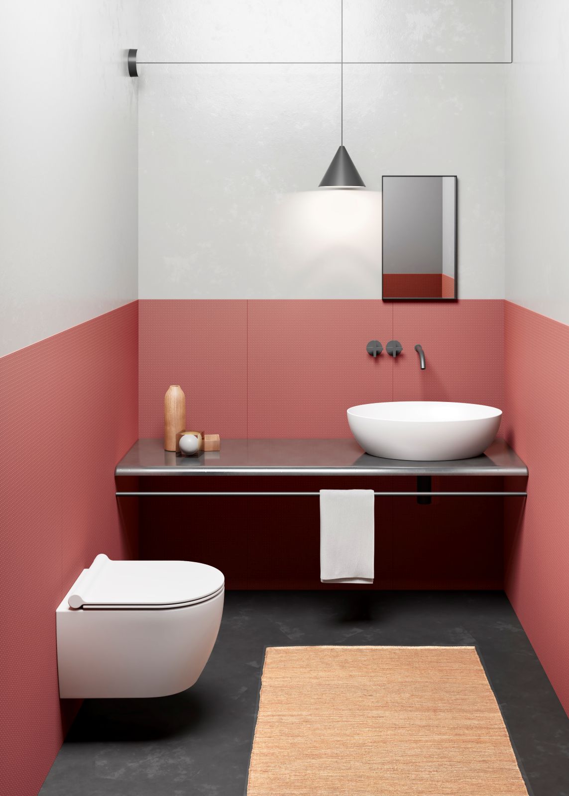 Il vaso sospeso della collezione Pura di GSI ha scarico Swirlflush. È disponibile nelle finiture bianco lucido, bianco opaco e Ardesia (nero opaco). Misura L 35 x P 46 cm. Prezzo della versione bianco opaco in foto, Iva esclusa, 556 euro. www.gsiceramica.it