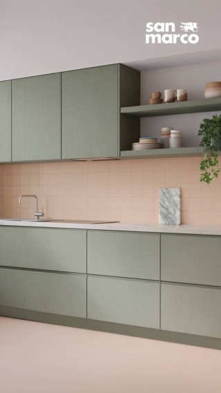 Cucina con piastrelle rinnovate con lo smalto Allover