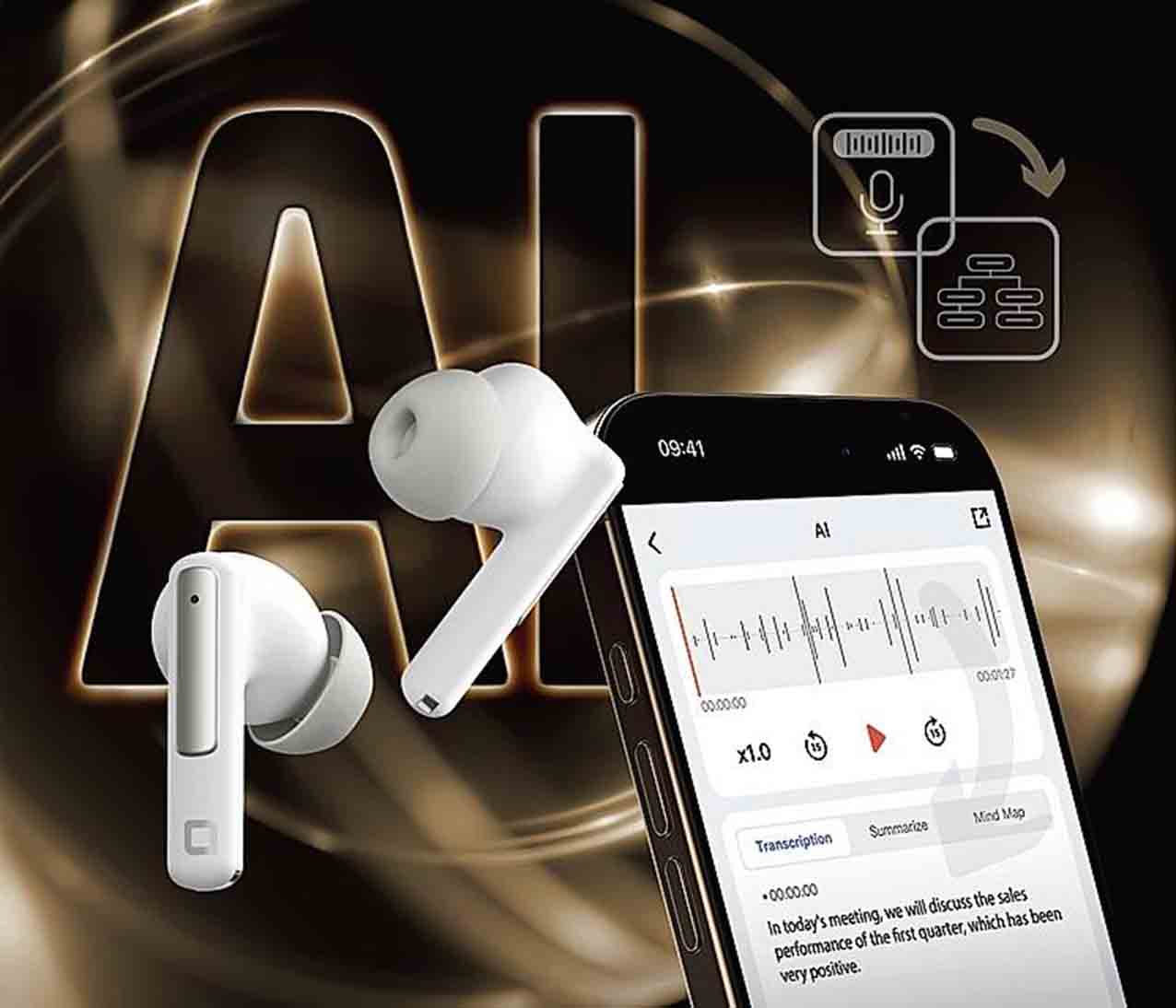 L'intelligenza artificiale
si applica alla tecnologia
degli auricolari senza fili:
le relative funzioni sono
integrate nell'app SBS AI.
TWS SmartBuds con Intelligenza
Artificiale integrata di SBS
offre le funzioni di trascrizione
audio, sintesi e traduzione. Il raggio
operativo degli auricolari è di 10 metri
di distanza dall'apparecchio collegato.
Hanno 28 ore di autonomia.
Costano 99,95 euro. L'intelligenza artificiale
si applica alla tecnologia
degli auricolari senza fili:
le relative funzioni sono
integrate nell'app SBS AI.
TWS SmartBuds con Intelligenza
Artificiale integrata di SBS
offre le funzioni di trascrizione
audio, sintesi e traduzione. Il raggio
operativo degli auricolari è di 10 metri
di distanza dall'apparecchio collegato.
Hanno 28 ore di autonomia.
Costano 99,95 euro.