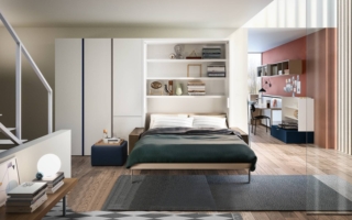 Penelope 2 Sofa di Clei è un sistema trasformabile. Il letto è provvisto di rete a doghe brevettata
CF09 (L 167/177 x P 208,4 cm) e materasso da L 150/160 x P 198 cm, apertura abbattibile e dispositivo di sicurezza che impedisce aperture e chiusure accidentali. Misure: aperto L 165 x P 213,9 cm; chiuso versione divano
L 201 x P 122,5 x H 220 cm. Prezzo da rivenditore. www.clei.it