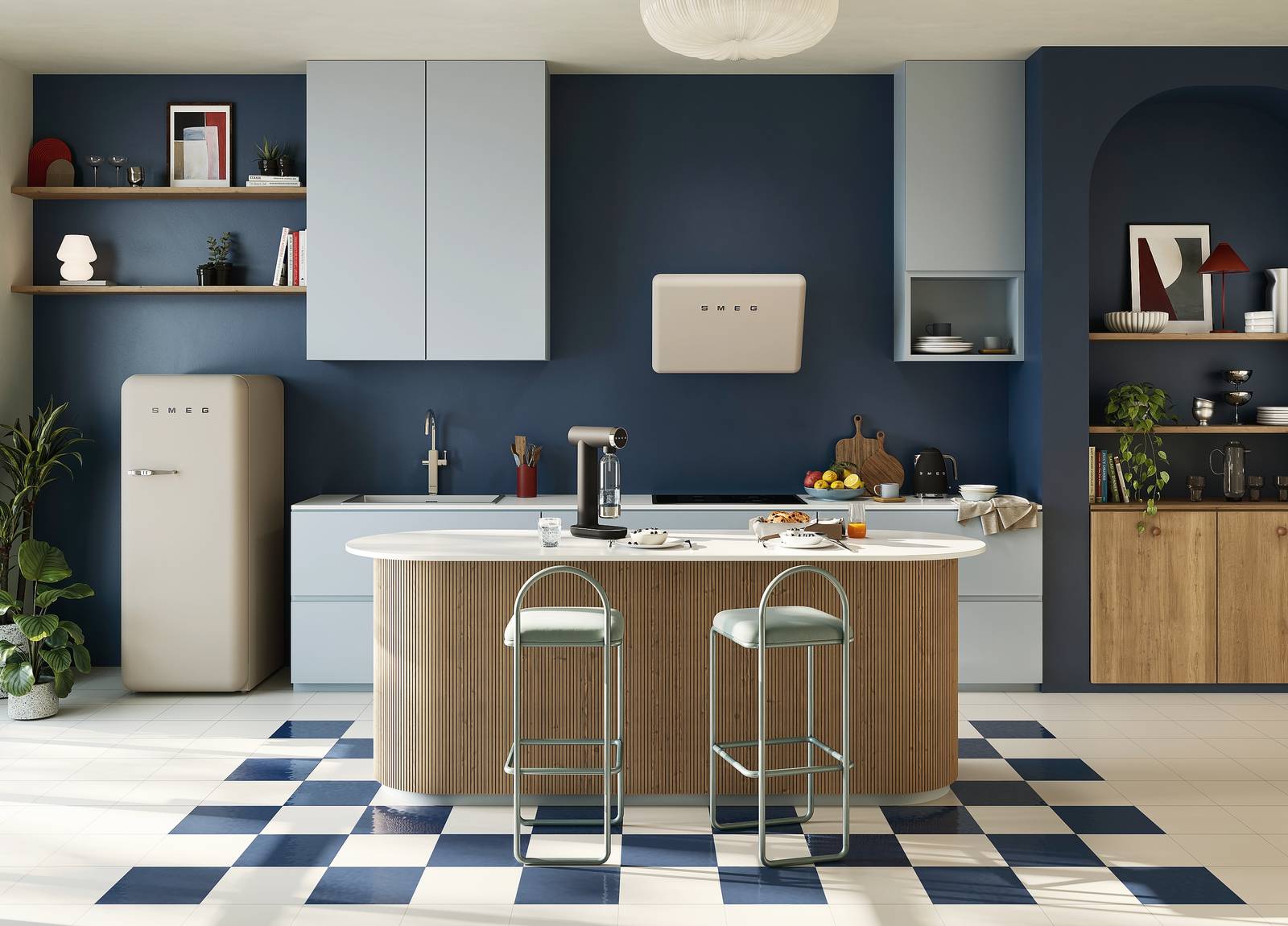 Le finiture Total Mattness di Smeg, qui nella nuova tonalità Moonlight per l'iconico frigorifero FAB, esaltano morbidezza e sensorialità. www.smeg.com Le finiture Total Mattness di Smeg, qui nella nuova tonalità Moonlight per l'iconico frigorifero FAB, esaltano morbidezza e sensorialità. www.smeg.com