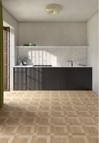 Tabula di Gardenia&Ariana interpreta con il gres porcellanato l’espressività del rovere. Due le versioni: una dall’estetica più rustica con imperfezioni (nei colori Sabbia, Havana, Fieno e Miele) e una dalla superficie leggermente tridimensionale e senza nodi. Nel formato 60 x 60 cm, Genuine Combo, che ricorda il disegno a cassettoni, costa 73,90 euro al mq + Iva. www.gardenia.it Tabula di Gardenia&Ariana interpreta con il gres porcellanato l’espressività del rovere. Due le versioni: una dall’estetica più rustica con imperfezioni (nei colori Sabbia, Havana, Fieno e Miele) e una dalla superficie leggermente tridimensionale e senza nodi. Nel formato 60 x 60 cm, Genuine Combo, che ricorda il disegno a cassettoni, costa 73,90 euro al mq + Iva. www.gardenia.it