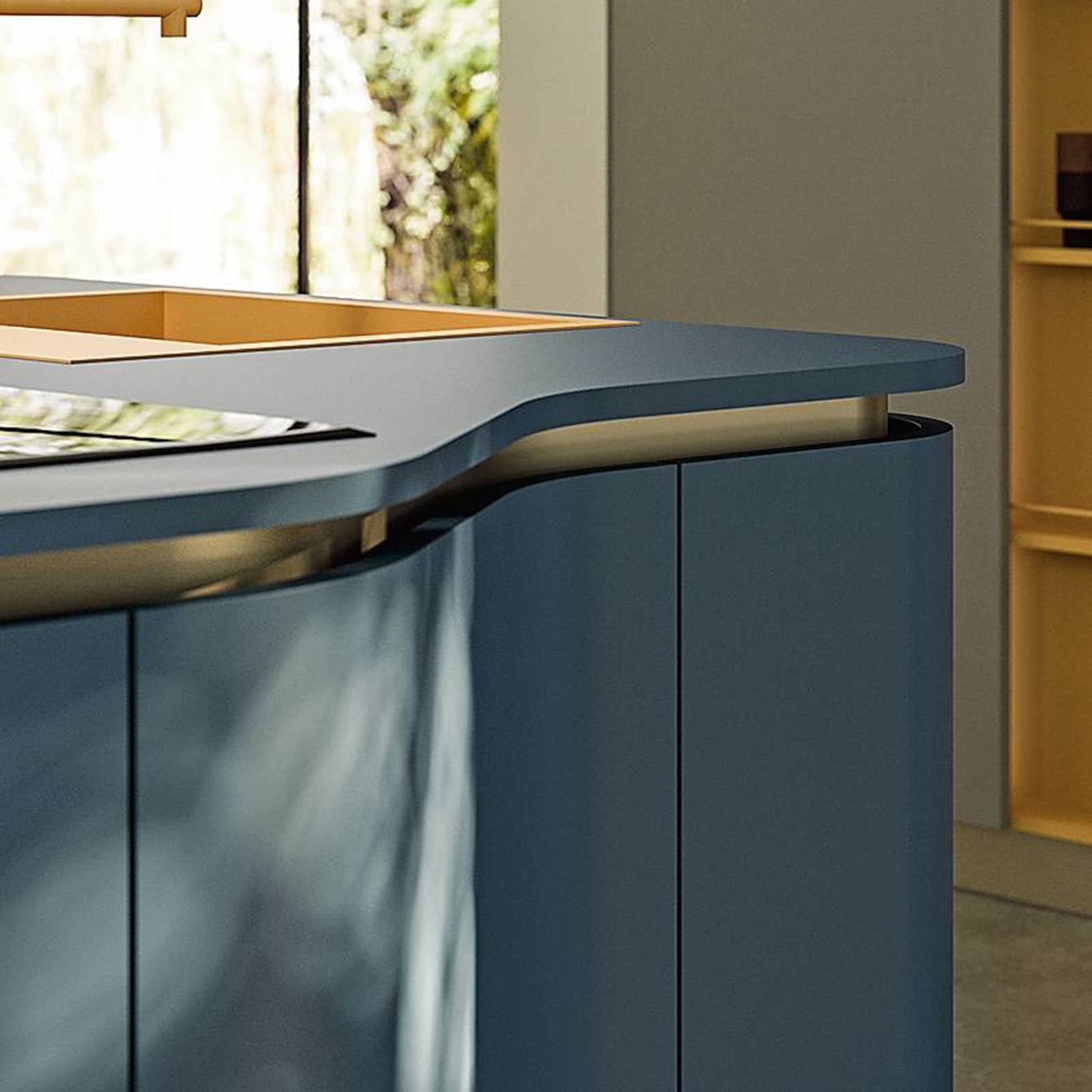 L’isola attrezzata con cottura e lavaggio del sistema Penelope di Aran Cucine
ha top e basi di Hpl Blu Berta Ker opaco. www.arancucine.it L’isola attrezzata con cottura e lavaggio del sistema Penelope di Aran Cucine
ha top e basi di Hpl Blu Berta Ker opaco. www.arancucine.it