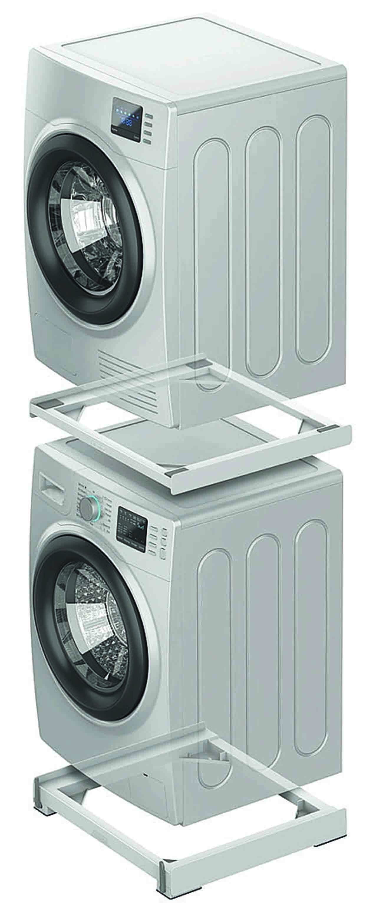 2 in 1 Moving Tower di Meliconi comprende la base con ruote e il kit per impilare lavatrice e asciugatrice. In tecnopolimero ultraresistente con il 30% di plastica riciclata, è compatibile con tutti i modelli a carica frontale da 60 cm.