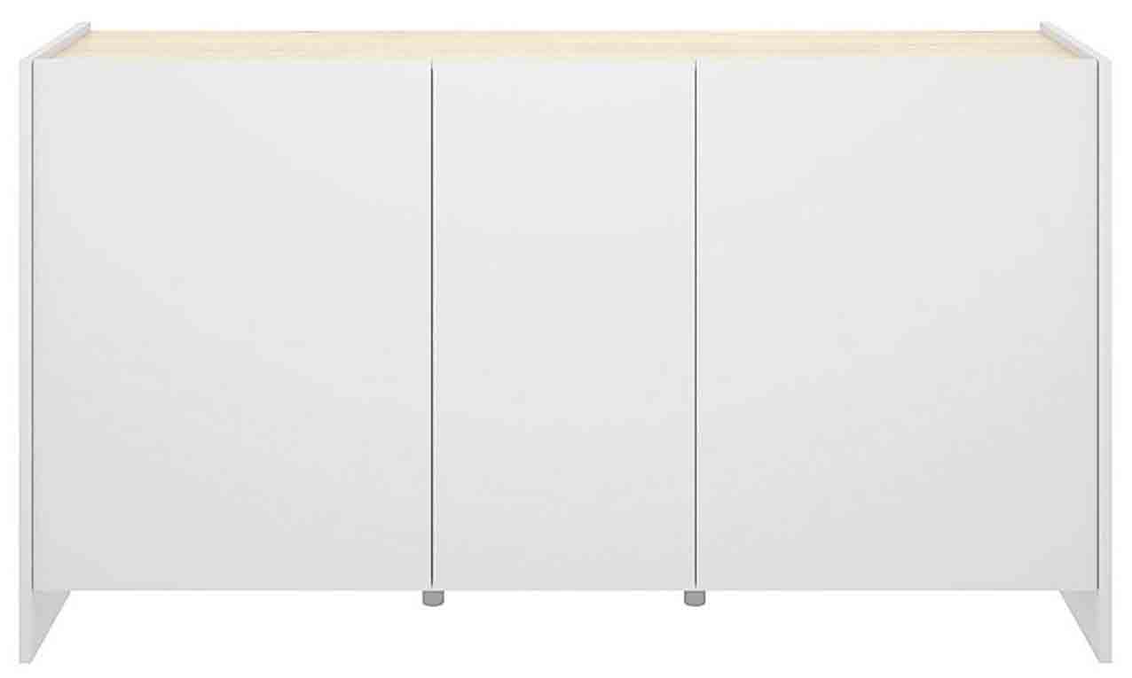 A tre ante, con sei scomparti interni la madia Hela di Deghi ha finitura bianco opaco e 279il top effetto legno. Misura L 138 x P 42 x H 76 cm. www.deghi.it A tre ante, con sei scomparti interni la madia Hela di Deghi ha finitura bianco opaco e 279il top effetto legno. Misura L 138 x P 42 x H 76 cm. www.deghi.it