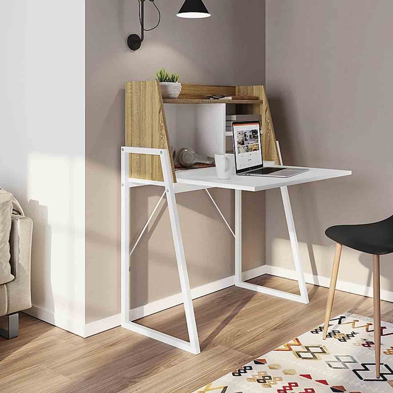 Linus di Deghi ha la struttura in metallo verniciato bianco e il mobile con fianchi effetto rovere. Misura L 85 x P 45,7/66,7 x H 108 cm. Costa 118 euro. www.deghi.it Linus di Deghi ha la struttura in metallo verniciato bianco e il mobile con fianchi effetto rovere. Misura L 85 x P 45,7/66,7 x H 108 cm. Costa 118 euro. www.deghi.it