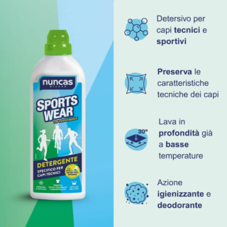 Un detergente formulato specificatamente per capi sportivi tecnici, efficace sulle macchie di sudore, erba e fango. Prezzo: 6,89 euro su amazon Un detergente formulato specificatamente per capi sportivi tecnici, efficace sulle macchie di sudore, erba e fango. Prezzo: 6,89 euro su amazon