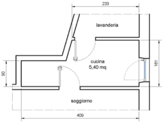 Pianta Stato di fatto cucina 5 mq