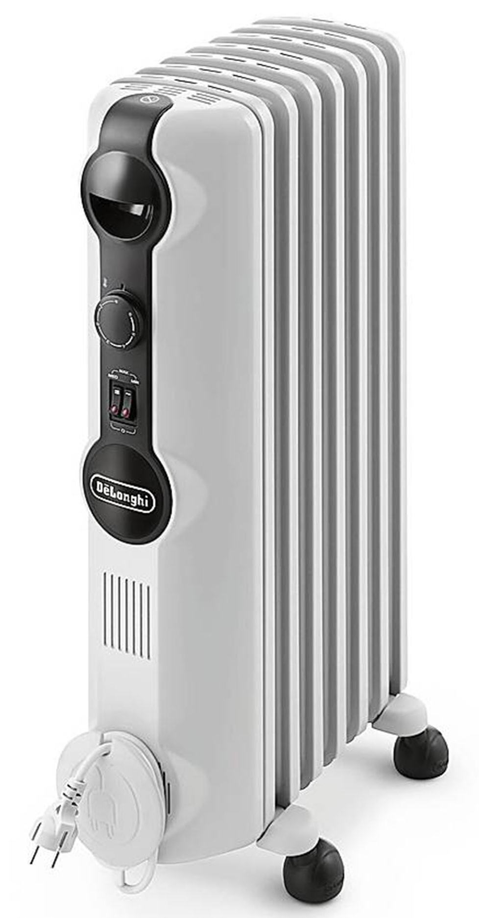Il radiatore
a olio Radia-S Digital TRRS0715 di De’Longhi, grazie
alla tecnologia Real
Energy massimizza l’efficienza aumentando
il calore fino
a raggiungere la temperatura impostata. L’olio viene utilizzato come fluido termovettore e circola per
convezione interna,
cioè per differenza
di densità. Costa 94 euro. In vendita da qvc.it, www.qvc.it