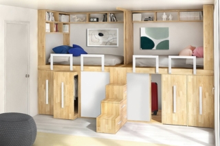 Il modello SBY 014 - Gemelli Spazio bed di Cinius prevede due letti singoli che poggiano su altrettante cabine armadio con carrelli estraibili e ante Fusuma foderate in carta di riso. Una libreria a ponte con doppio fianco segue il perimetro della struttura. Per accedere al soppalco c'è una scala a cubi con tre cassetti ad apertura laterale. Misura L 412 x P 106 x H 120 cm e costa 7.568 euro, scontato a 6.390 euro. spaziobed.it; www.cinius.com Il modello SBY 014 - Gemelli Spazio bed di Cinius prevede due letti singoli che poggiano su altrettante cabine armadio con carrelli estraibili e ante Fusuma foderate in carta di riso. Una libreria a ponte con doppio fianco segue il perimetro della struttura. Per accedere al soppalco c'è una scala a cubi con tre cassetti ad apertura laterale. Misura L 412 x P 106 x H 120 cm e costa 7.568 euro, scontato a 6.390 euro. spaziobed.it; www.cinius.com
