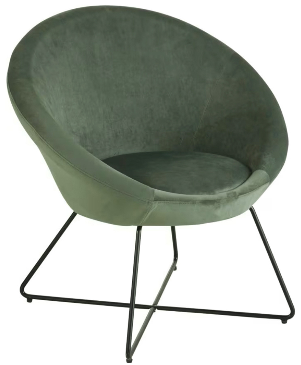 Gambe sottili in acciaio nero e rivestimento in velluto per la poltrona Hipop di Maisons du Monde. Misura L 71,5 x P 60 x H 75,5 cm. www.maisonsdumonde.com