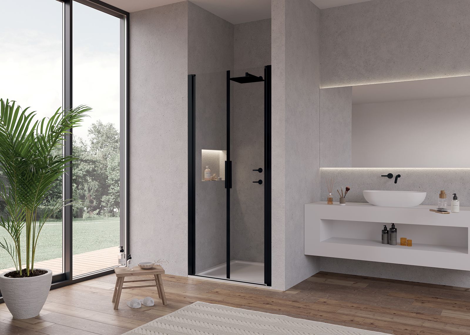 La cabina doccia stila 2000 di Duka ha porta a battente con profili in alluminio neri e telaio parziale. Le ante in cristallo hanno uno spessore di 6 o 8 mm. Misura L 80 x H 195 cm. Prezzo su richiesta. www.duka.it La cabina doccia stila 2000 di Duka ha porta a battente con profili in alluminio neri e telaio parziale. Le ante in cristallo hanno uno spessore di 6 o 8 mm. Misura L 80 x H 195 cm. Prezzo su richiesta. www.duka.it