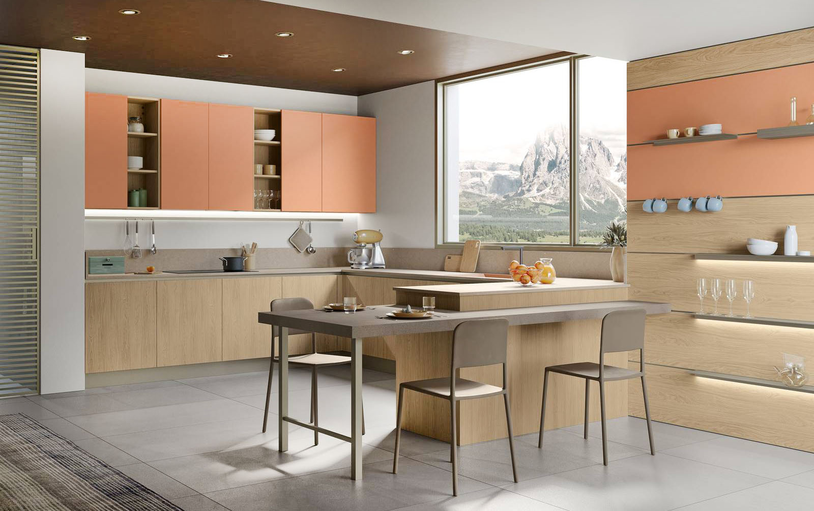 Collega la zona operativa al living la penisola della cucina Tablet di CREO Kitchens che è dotata di un comodo tavolo snack integrato, con il piano in laminato ABS calce roccia, che permette di consumare pasti veloci. Le ante lisce della basi in melaminico rovere olio, come la boiserie attrezzata, sono abbinate a quelle dei pensili in melaminico Corniola finitura soft. Prezzo su richiesta. https://www.creokitchens.it Collega la zona operativa al living la penisola della cucina Tablet di CREO Kitchens che è dotata di un comodo tavolo snack integrato, con il piano in laminato ABS calce roccia, che permette di consumare pasti veloci. Le ante lisce della basi in melaminico rovere olio, come la boiserie attrezzata, sono abbinate a quelle dei pensili in melaminico Corniola finitura soft. Prezzo su richiesta. https://www.creokitchens.it