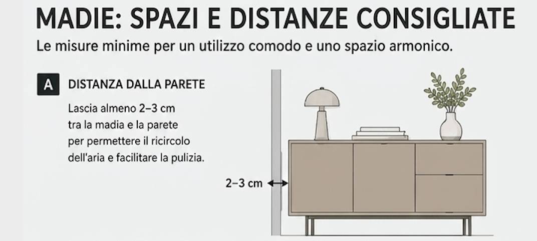 distanza tra arredi pareti e madie A