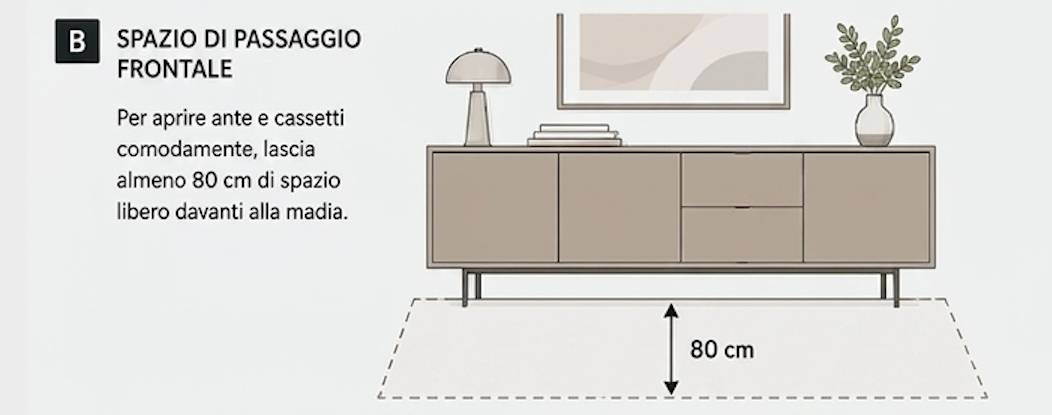 distanza tra arredi pareti e madie B