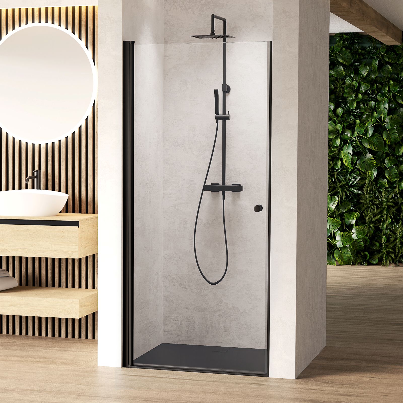 Ha anta basculante la doccia in nicchia della collezione Dia di rivea distribuita da Reuter. Il vetro di sicurezza temperato chiaro è con rivestimento RiveaClean. Il profilo è in alluminio nero opaco. Misura L 80 x H 195 cm. Prezzo 842,03 euro. www.reuter.com Ha anta basculante la doccia in nicchia della collezione Dia di rivea distribuita da Reuter. Il vetro di sicurezza temperato chiaro è con rivestimento RiveaClean. Il profilo è in alluminio nero opaco. Misura L 80 x H 195 cm. Prezzo 842,03 euro. www.reuter.com