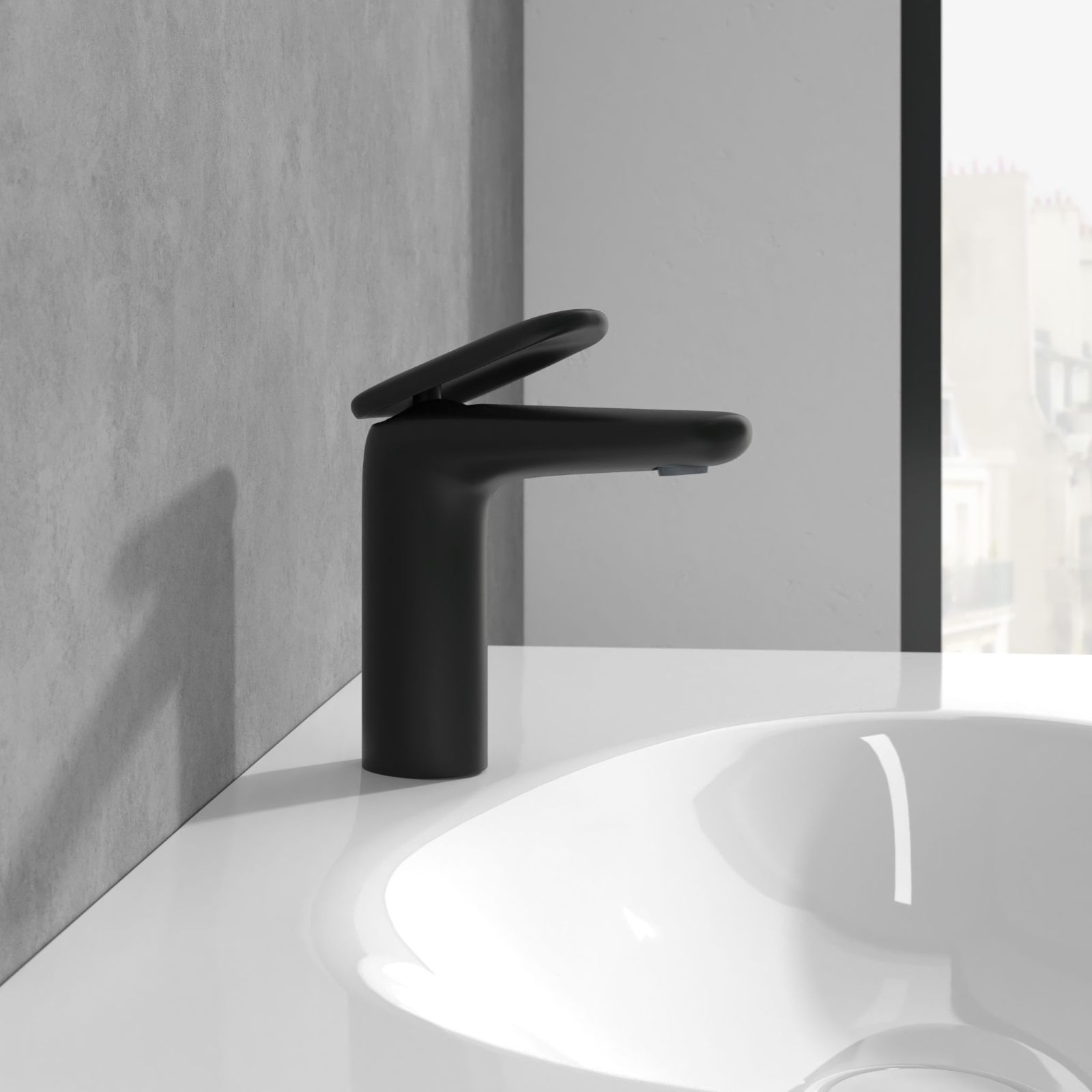 È in ottone nel colore Matt Black il miscelatore monocomando per lavabo Antao di Villeroy & Boch ha piletta di scarico Push-Open. Misura L 16,3 x P 4,9 x H 17,6 cm. Prezzo, Iva esclusa, 966 euro. www.villeroy-boch.it