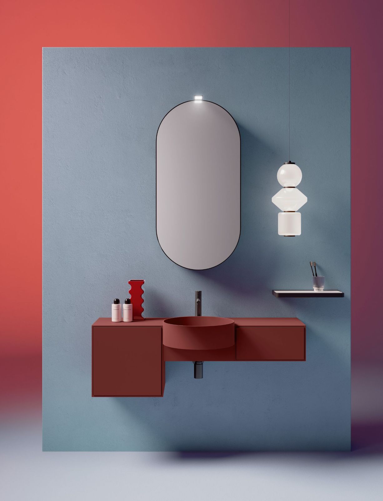Nella collezione Moove disegnata da Enrico Cesana per Ardeco si combinano forme circolari e rettilinee. I moduli a 45° folding della collezione permettono di creare giochi di profondità grazie alle diverse dimensioni. Il mobile lavabo sospeso in foto misura L 120 x P 52 x H 42,5 cm. Prezzo, Iva esclusa, 4.146 euro. https://artesi.it/