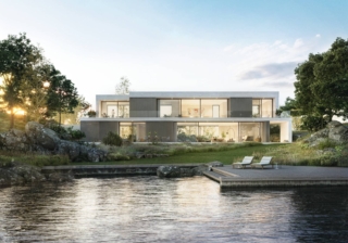 Villa fronte lago con serramenti Schüco AS PD 75.HI Villa fronte lago con serramenti Schüco AS PD 75.HI