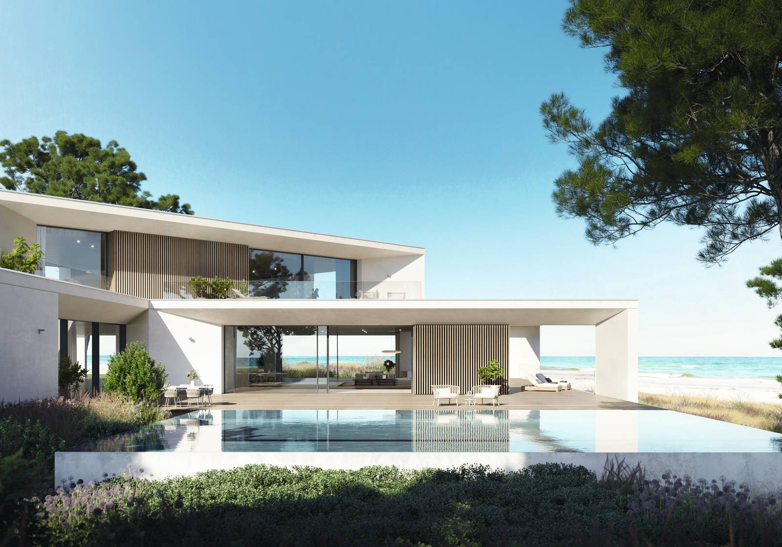 Villa fronte mare con serramenti Schüco Italia AS PD 75.HI Villa fronte mare con serramenti Schüco Italia AS PD 75.HI