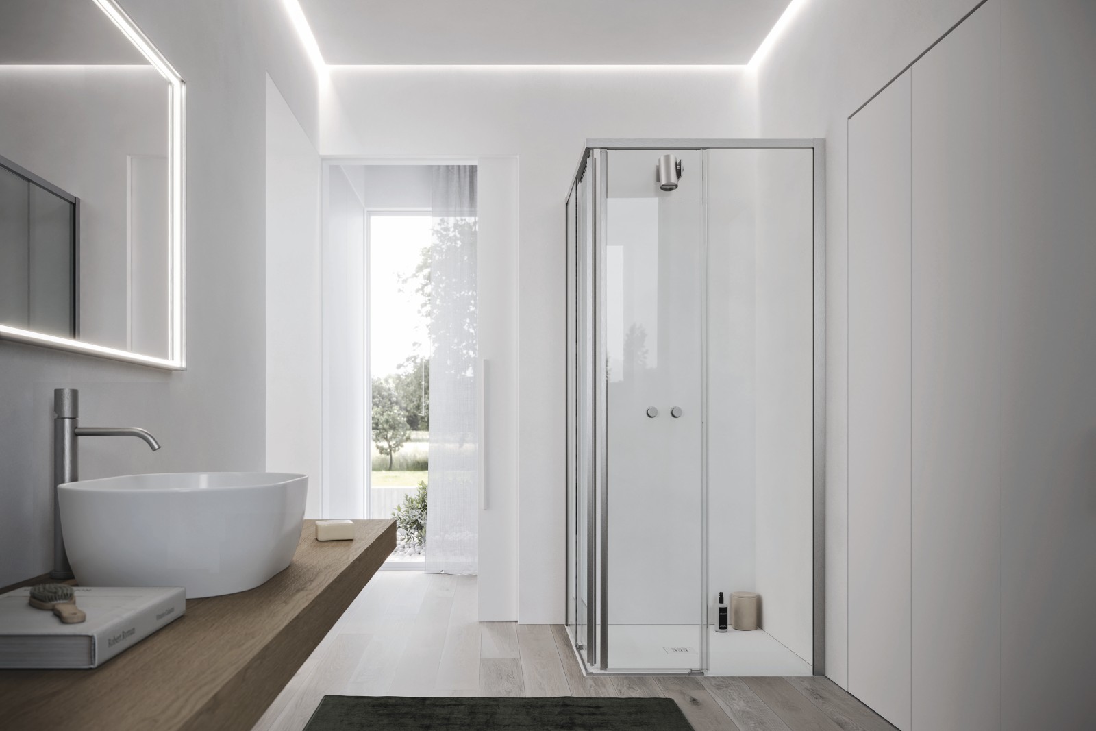 La cabina doccia Vento della linea Ibra Showers di Arbi Arredobagno è proposta in una configurazione ad angolo con doppia porta scorrevole, caratterizzata da profili e dettagli in finitura Inox e vetro trasparente, per un'estetica essenziale e contemporanea. In abbinamento, il piatto doccia Arya in Tekorstone Bianco completa l'insieme con una superficie resistente e dall'aspetto materico. Piatto doccia disponibile nella misura 80x80 cm. Prezzo da rivenditore. www.arbiarredobagno.it La cabina doccia Vento della linea Ibra Showers di Arbi Arredobagno è proposta in una configurazione ad angolo con doppia porta scorrevole, caratterizzata da profili e dettagli in finitura Inox e vetro trasparente, per un'estetica essenziale e contemporanea. In abbinamento, il piatto doccia Arya in Tekorstone Bianco completa l'insieme con una superficie resistente e dall'aspetto materico. Piatto doccia disponibile nella misura 80x80 cm. Prezzo da rivenditore. www.arbiarredobagno.it