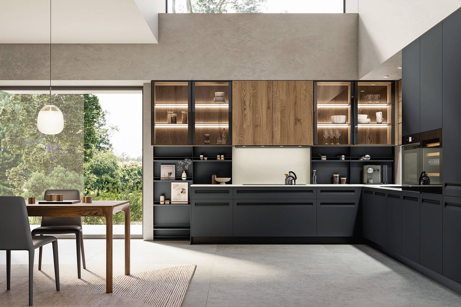 Flex Tekna di Arredo3 ha le ante in Pet riciclato Stromboli, abbinato ai telai di alluminio anodizzato nero delle vetrine Teca, con vetro trasparente. Prezzo da rivenditore. www.arredo3.com Flex Tekna di Arredo3 ha le ante in Pet riciclato Stromboli, abbinato ai telai di alluminio anodizzato nero delle vetrine Teca, con vetro trasparente. Prezzo da rivenditore. www.arredo3.com