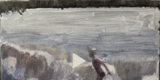 Emanuele Zaccari, Beach day 1960s, 2026, olio su tela, 30×40 cm Emanuele Zaccari, Beach day 1960s, 2026, olio su tela, 30×40 cm