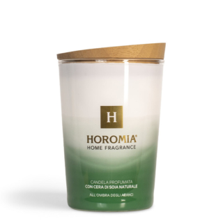 Candela che diffonde note agrumate, in cera di soia naturale, racchiusa in un elegante vaso in vetro con tappo artigianale in legno di noce. Prezzo: 34,90 euro su www.horomia.it Candela che diffonde note agrumate, in cera di soia naturale, racchiusa in un elegante vaso in vetro con tappo artigianale in legno di noce. Prezzo: 34,90 euro su www.horomia.it