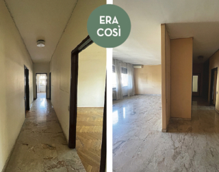 Prima e dopo in corridoio e nel living