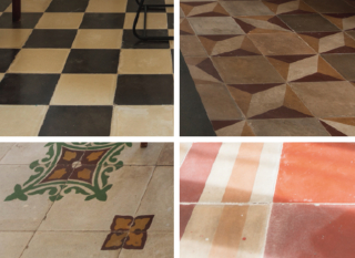 Le cementine sono il trait d'union del piano padronale e rappresentano sia la volontà di valorizzare la storia decorativa locale, sia un omaggio al lavoro del padre della committente, in passato produttore di mattoni, pietrini (utilizzati per le pedate delle scale della casa) e mattonelle. Preesistenti, sono state integrate con elementi di recupero provenienti da altre masserie laddove usurate o ammalorate. Le cementine sono il trait d'union del piano padronale e rappresentano sia la volontà di valorizzare la storia decorativa locale, sia un omaggio al lavoro del padre della committente, in passato produttore di mattoni, pietrini (utilizzati per le pedate delle scale della casa) e mattonelle. Preesistenti, sono state integrate con elementi di recupero provenienti da altre masserie laddove usurate o ammalorate.