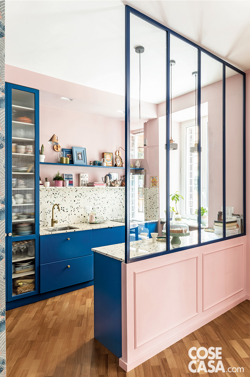 cucina rosa e blu parete vetro cucina rosa e blu parete vetro