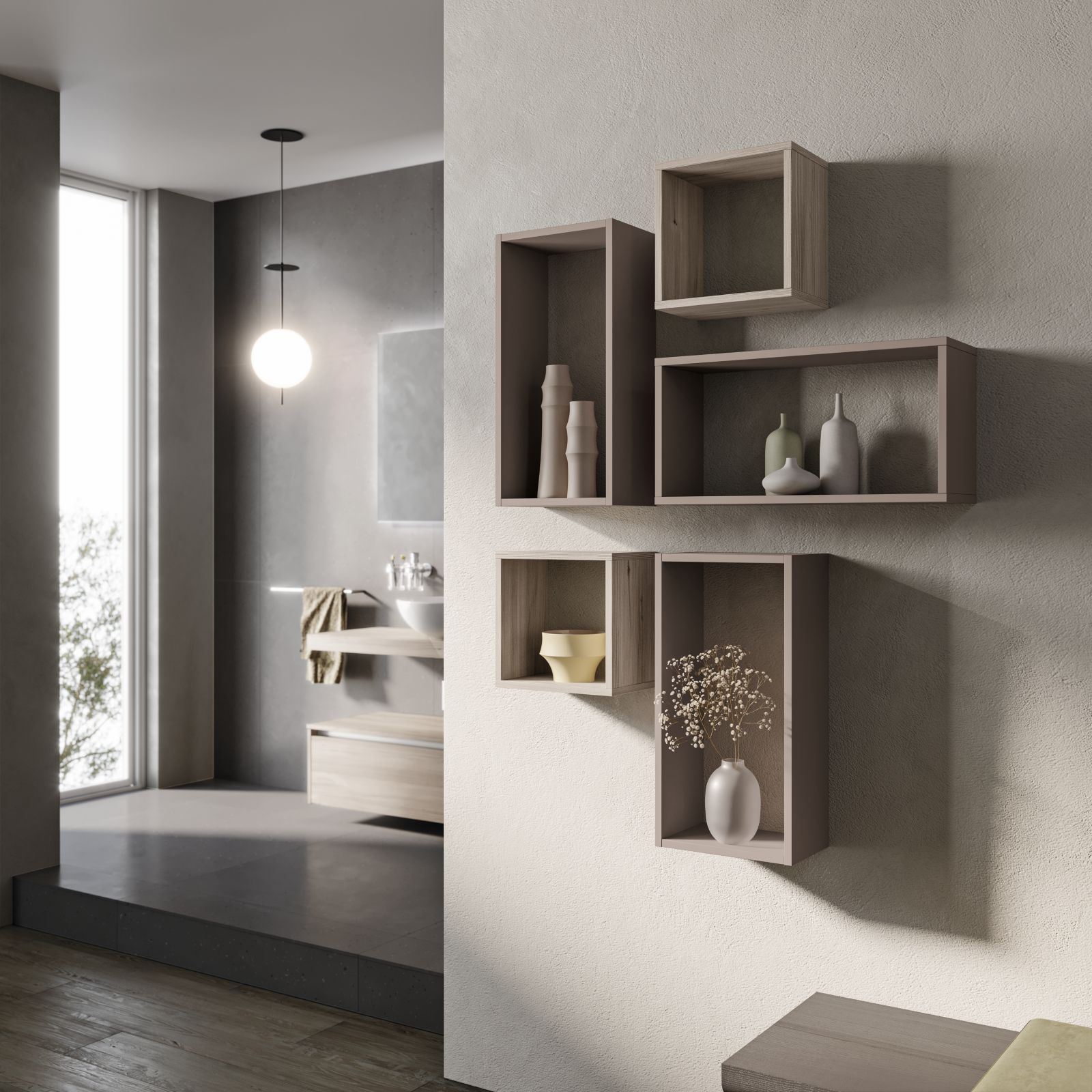 Hanno finitura decorativo Abete Chiaro i due elementi a giorno della collezione Metropole di Inda dalla forma quadrata. Misurano, cadauno, L 30 x P 19 x H 30 euro. Prezzo della coppia 839 euro. www.inda.net