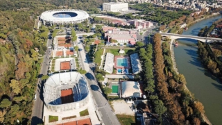 Vista dall'alto dell'impianto sportivo del Foro Italico a Roma. Vista dall'alto dell'impianto sportivo del Foro Italico a Roma.