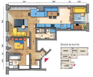 1 Ingresso
2 Guardaroba
3 Corridoio
4 Lavanderia
5 Bagno
6 Soggiorno
7 Gradini
8 Cucina
9 Pranzo
10 Studio
11 Camera matrimoniale 1 Ingresso
2 Guardaroba
3 Corridoio
4 Lavanderia
5 Bagno
6 Soggiorno
7 Gradini
8 Cucina
9 Pranzo
10 Studio
11 Camera matrimoniale