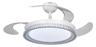Alla collezione Retractable di Ledvance appartiene il ventilatore a soffitto Cierzo le cui pale trasparenti rimangono nascoste all'interno del corpo luminoso e si aprono solo all'attivazione. Quando sono chiuse, l'apparecchio si presenta come una plafoniera LED, quando si aprono riproducono anche un gioco di luci.  Impreziosito da un profilo decorativo, è adatto ad ambienti di medie e grandi dimensioni. Ha diametro di 122 cm e potenza di 60 watt. Prezzo 142 euro https://www.ledvance.com/it-it
