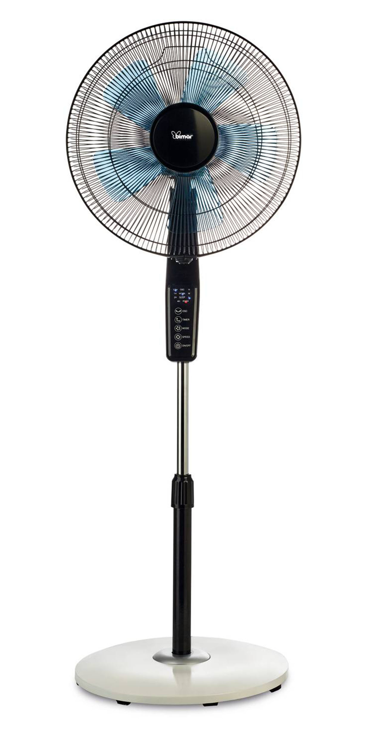 Il ventilatore a piantana VP455T di Bimar che può essere comandato a distanza con telecomando, è regolabile su 3 modalità (Normal / Natural / Silent) e su 3 velocità. Funziona con movimento ad oscillazione ed ha pale con diametro di 40 cm. L’altezza è regolabile fino a 147 cm. Prezzo 69,90 euro. www.bimaritaly.it