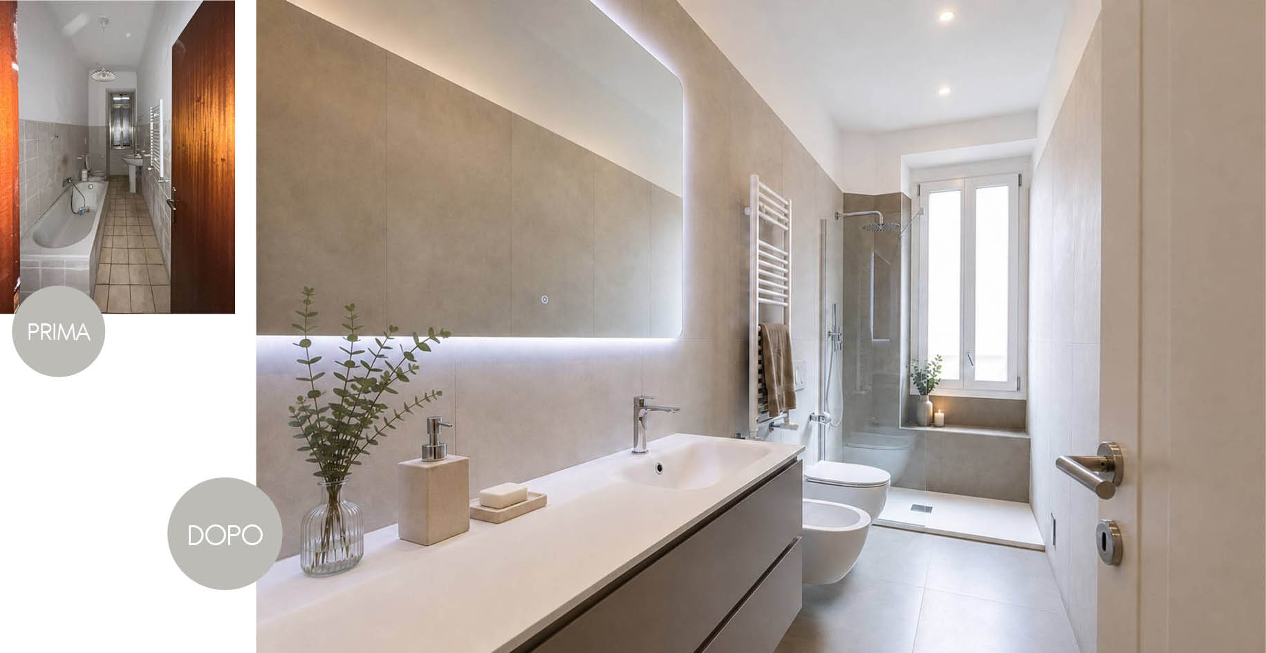 Bagno principale prima e dopo Bagno principale prima e dopo