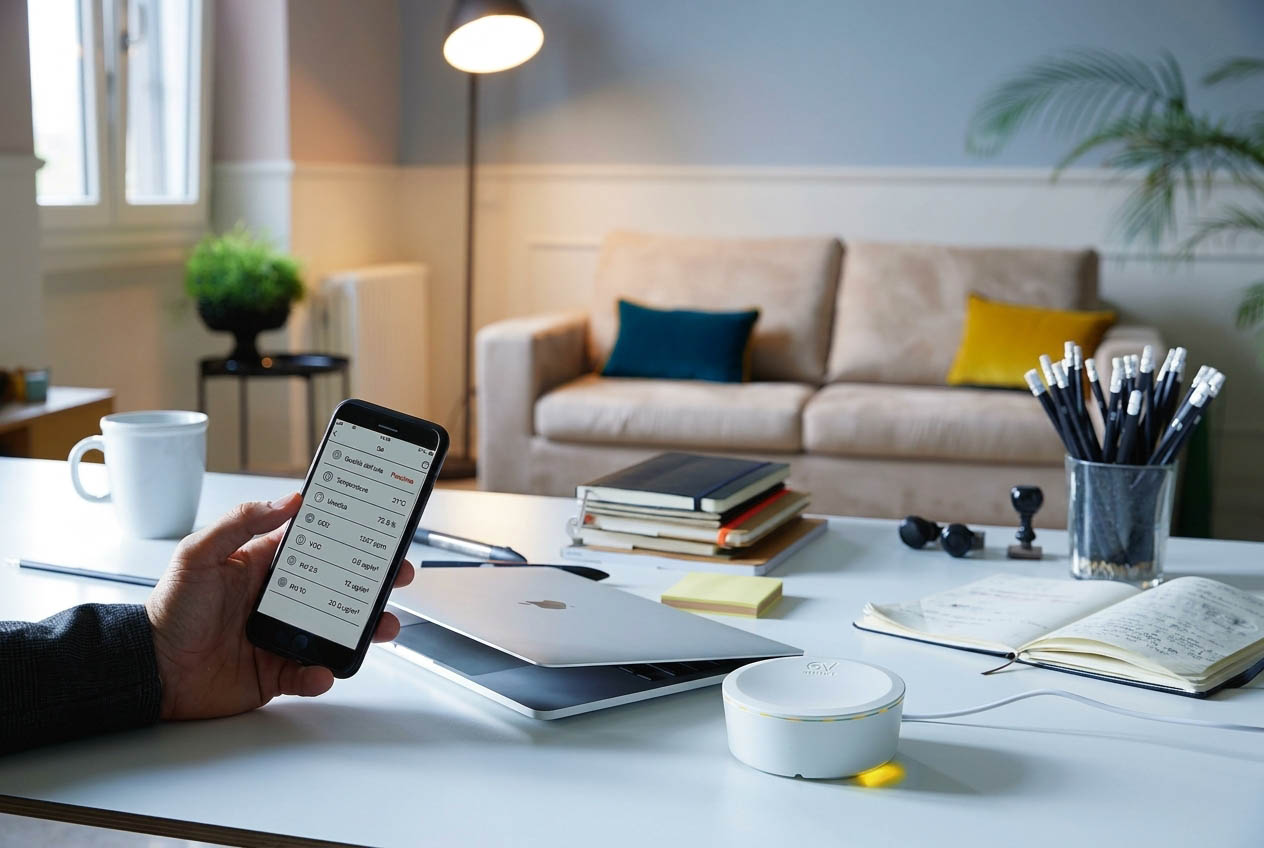 I sensori ambientali BRA.VO S di Vortice monitorano la qualità dell'aria e i principali inquinanti, inviando, al superamento delle soglie di accettabilità, notifica allo smartphone e illuminandosi di giallo alla base. A 4 sensori costa 225 euro. www.vortice.it