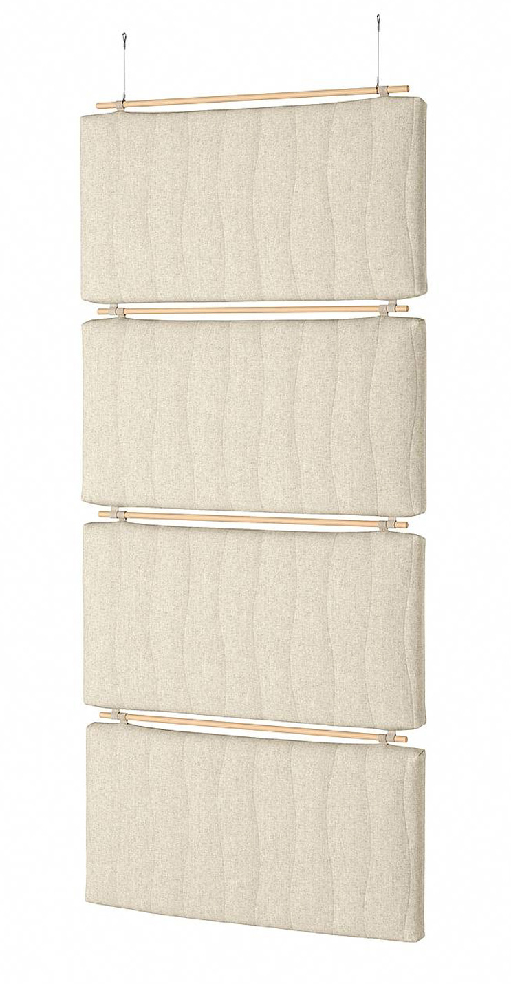 Il set deflettore acustico Mittzon di Ikea, formato da 4 pannnelli in fibra di legno rivestiti con tessuto in lana, è in grado di assorbire i suoni e ridurre il tempo di riverbero ed eco. Misura L 53 x P 8 x H 96 cm, costa 280 euro. www.ikea.com Il set deflettore acustico Mittzon di Ikea, formato da 4 pannnelli in fibra di legno rivestiti con tessuto in lana, è in grado di assorbire i suoni e ridurre il tempo di riverbero ed eco. Misura L 53 x P 8 x H 96 cm, costa 280 euro. www.ikea.com